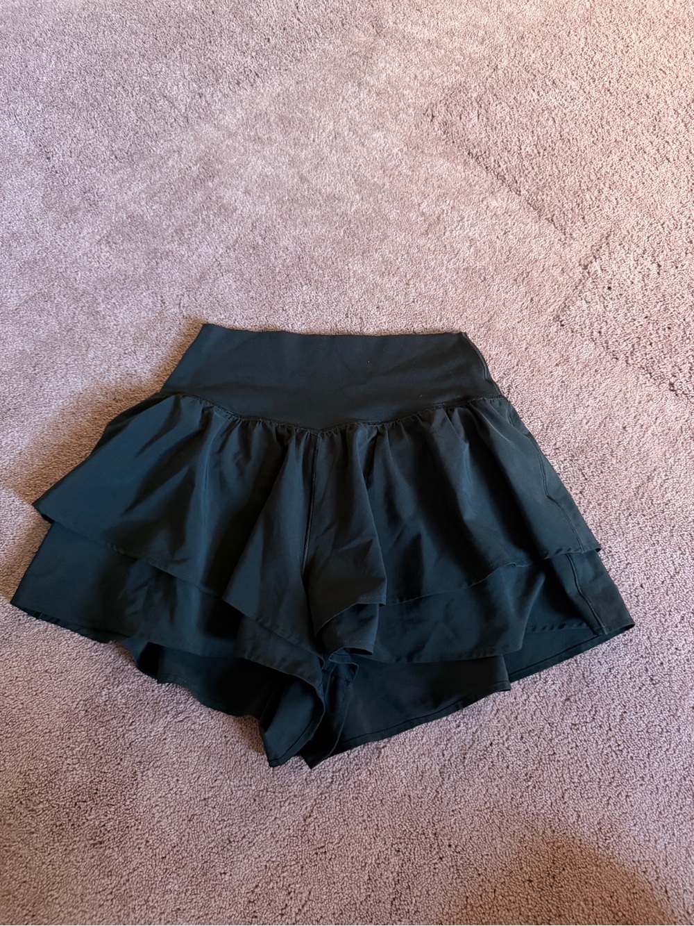 aerie Black High-Waist Ruffle Layer Shorts